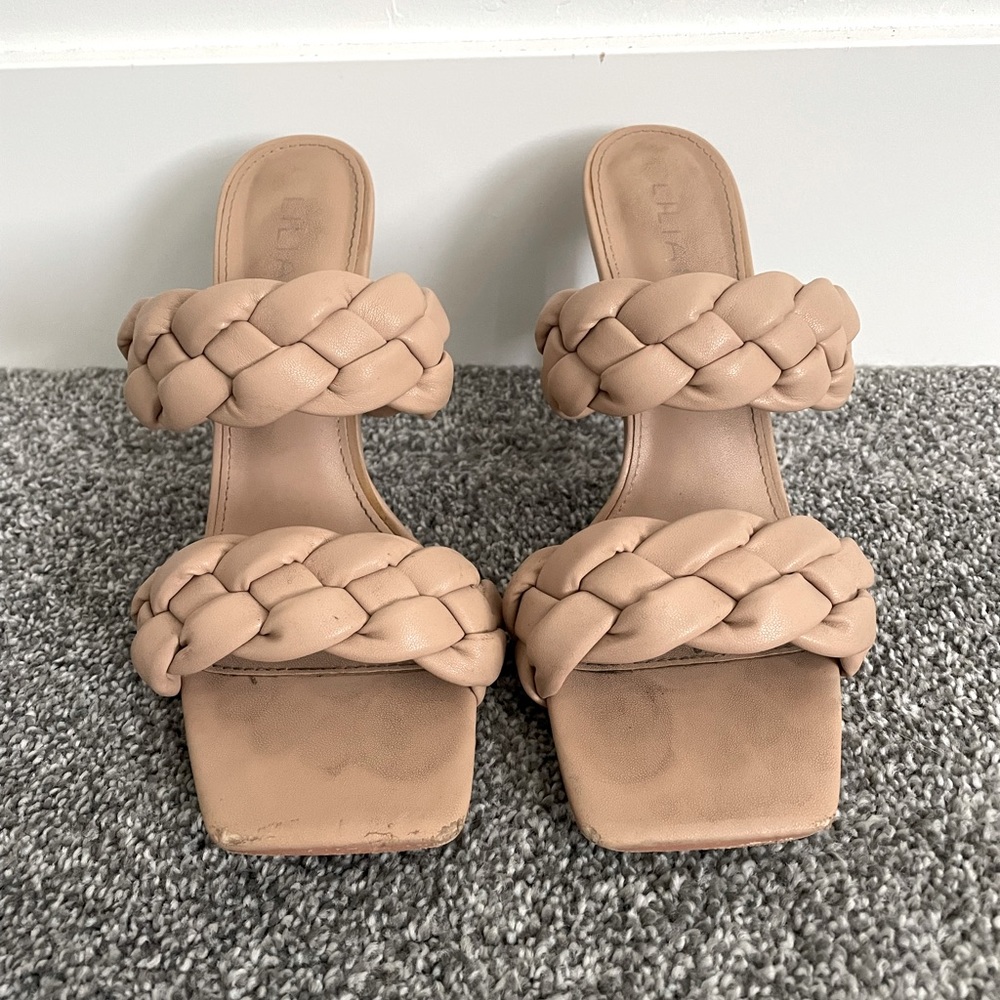 Beige Braided Strap Heels!
